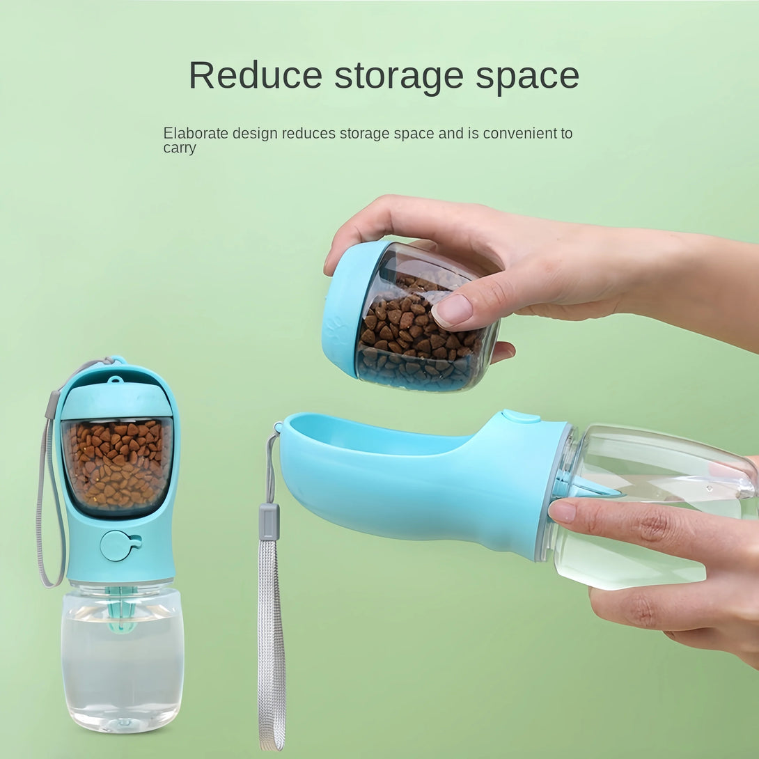 2 In1 Dog Cat Water Bottle with Storage Food and Water Container for Puppy Pets Dogs Feeder Bowl Outdoor Travel Pet Supplies