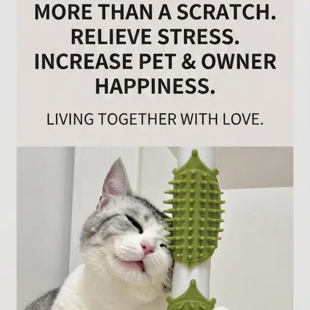 Self Cat Groomer Massage Hair Removal Comb With Scratch Pad Kit - CatebyPets