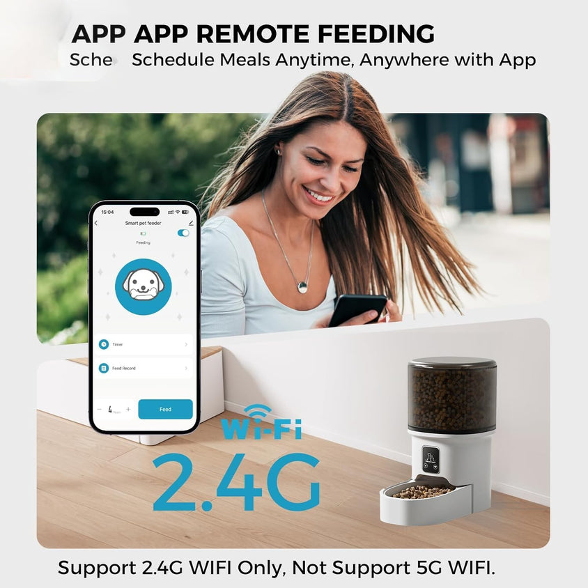 Smart Pet Feeder, 4L Capacity, App-Controlled with Bluetooth - CatebyPets