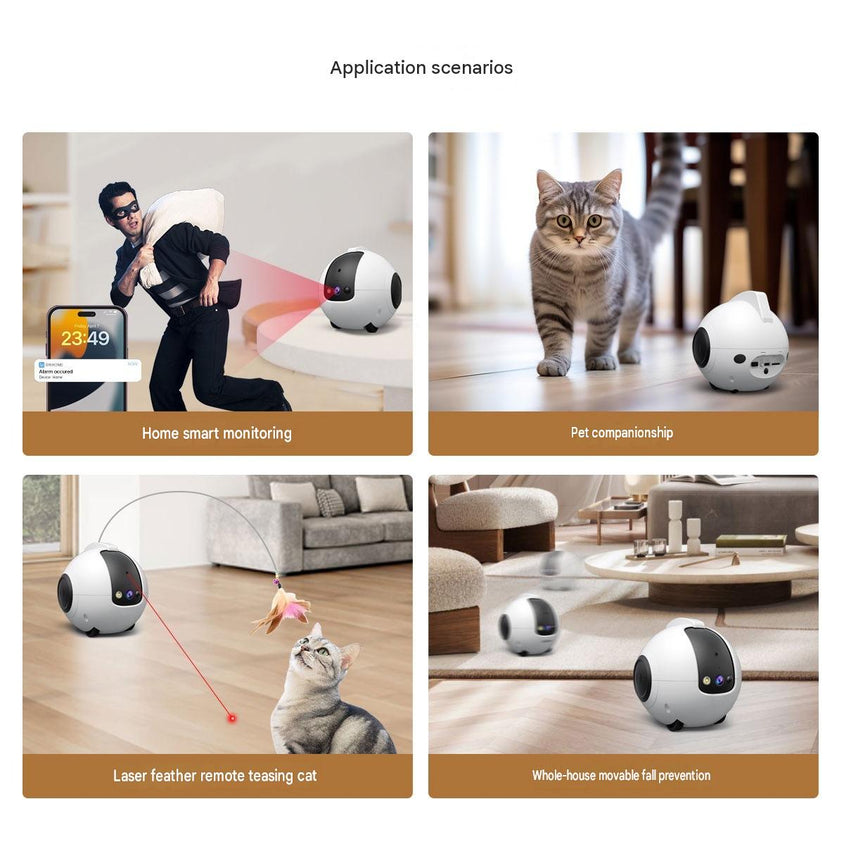 Smart Robot Cat Teaser Electric Cat Teaser WiFi Monitoring Toy - CatebyPets