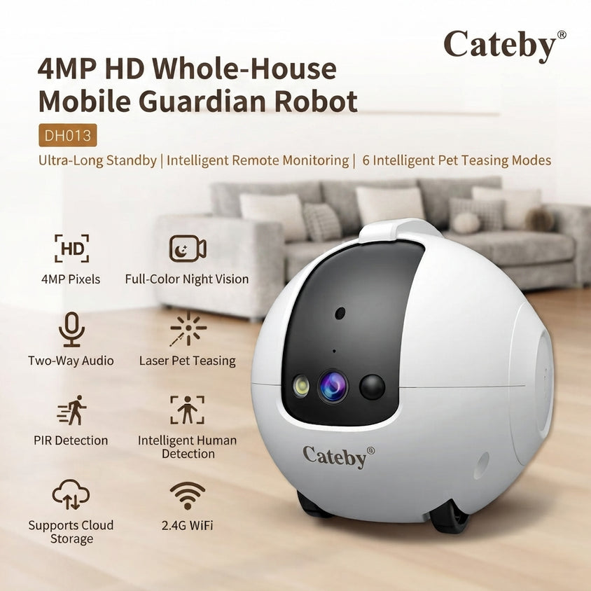 Smart Robot Cat Teaser Electric Cat Teaser WiFi Monitoring Toy - CatebyPets