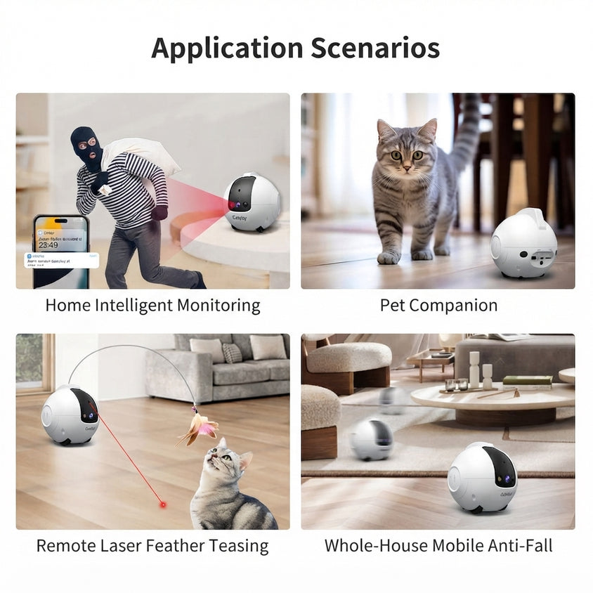 Smart Robot Cat Teaser Electric Cat Teaser WiFi Monitoring Toy - CatebyPets