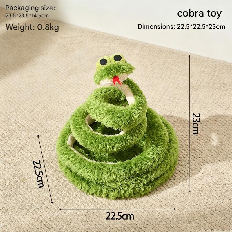 Snake Interactive Toy For Cat With Green Glasses Spring Design