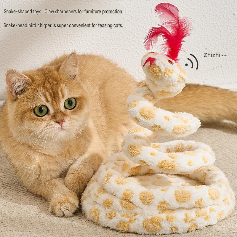 Snake Interactive Toy For Cat With Green Glasses Spring Design - CatebyPets