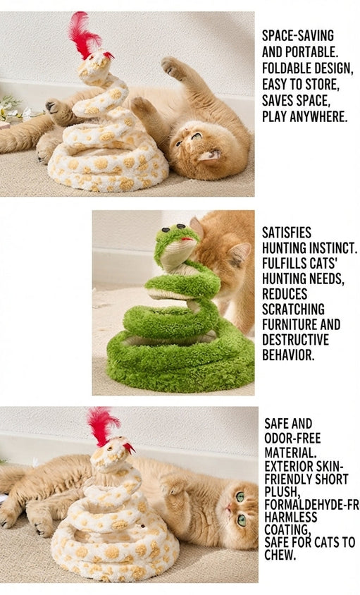Snake Interactive Toy For Cat With Green Glasses Spring Design - CatebyPets