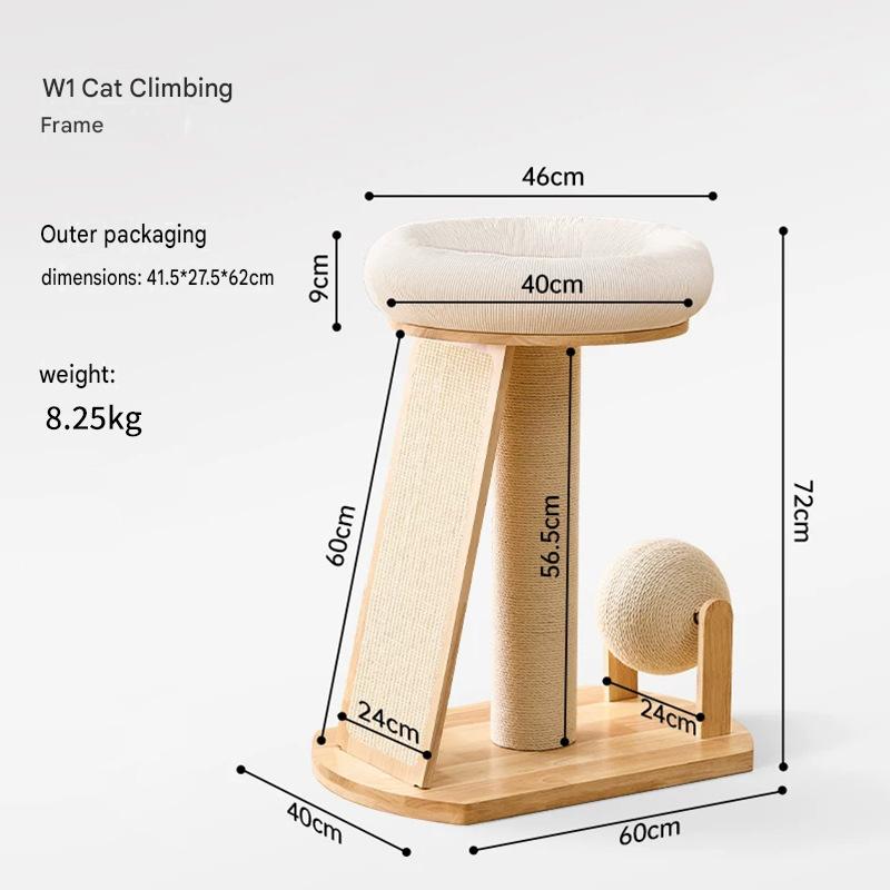 Solid Wood Cat Trees: Multiple Cat Tree Tower, Handmade Wood - CatebyPets