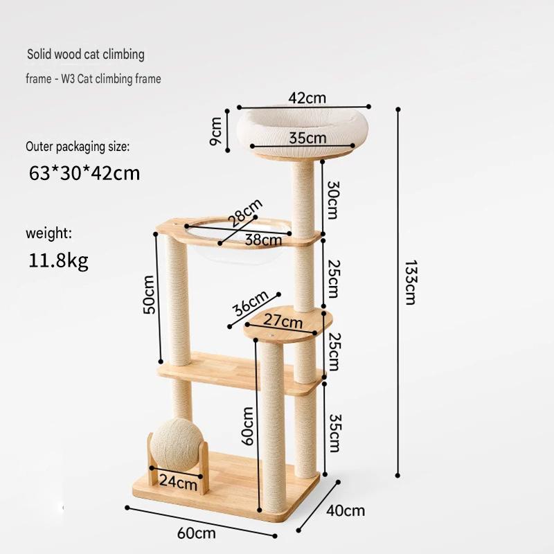 Solid Wood Cat Trees: Multiple Cat Tree Tower, Handmade Wood - CatebyPets