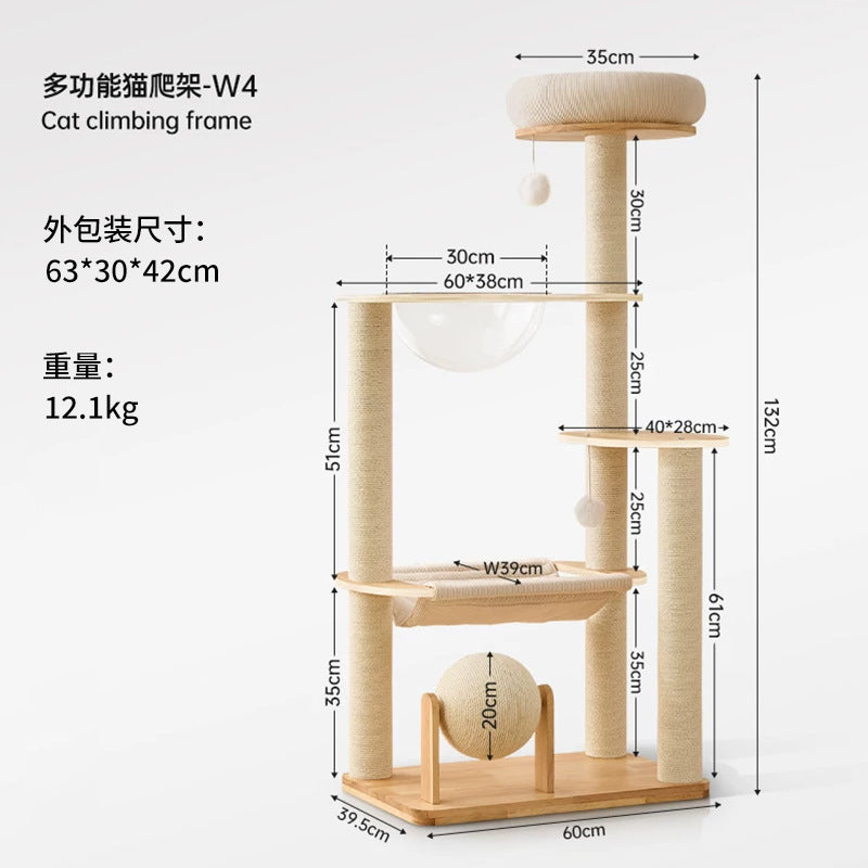 Solid Wood Cat Trees: Multiple Cat Tree Tower, Handmade Wood - CatebyPets