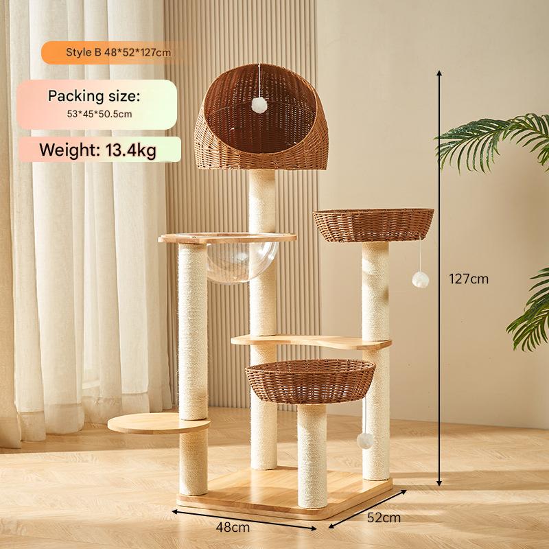 Solid Wood Cat Trees: Multiple Cat Tree Tower, Handmade Wood - CatebyPets