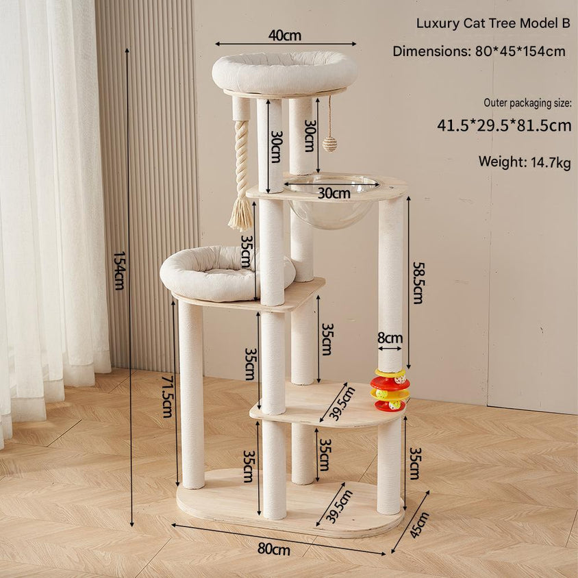 Solid Wood Cat Trees: Multiple Cat Tree Tower, Handmade Wood - CatebyPets