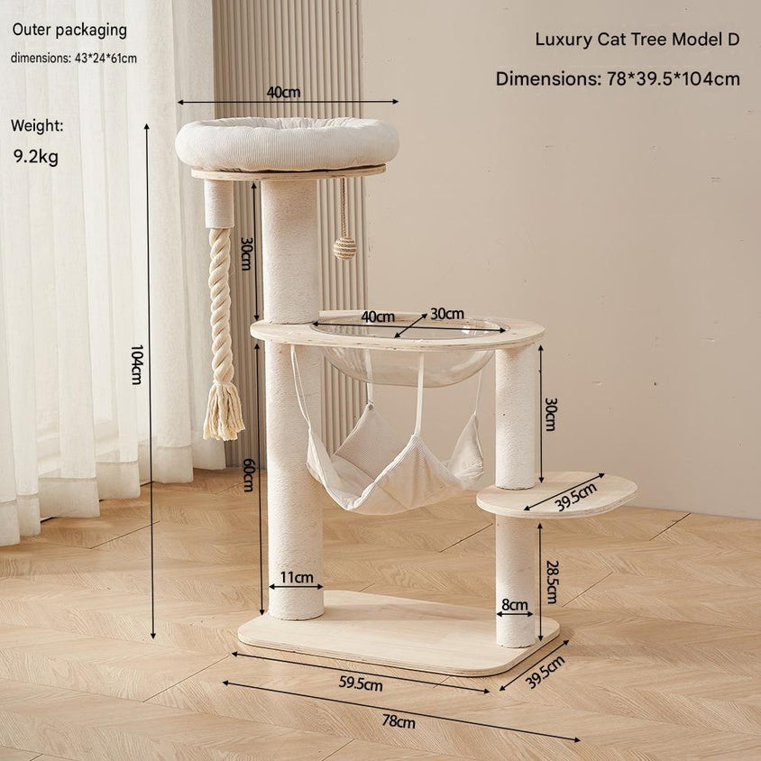 Solid Wood Cat Trees: Multiple Cat Tree Tower, Handmade Wood - CatebyPets