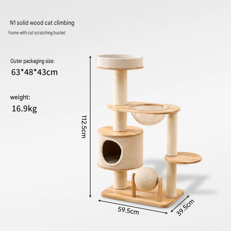 Solid Wood Cat Trees: Multiple Cat Tree Tower, Handmade Wood - CatebyPets