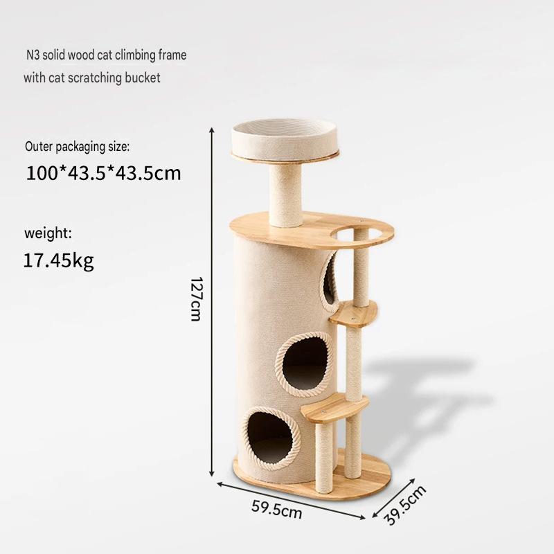 Solid Wood Cat Trees: Multiple Cat Tree Tower, Handmade Wood - CatebyPets