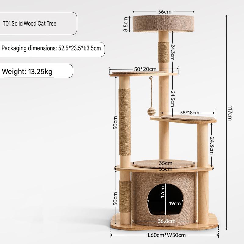 Solid Wood Cat Trees: Multiple Cat Tree Tower, Handmade Wood