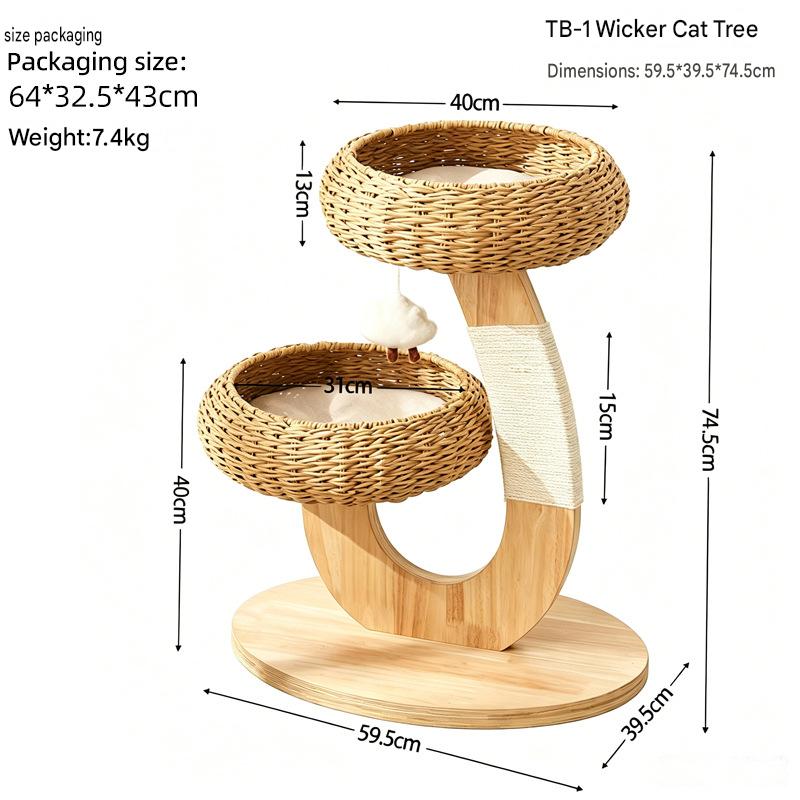 Solid Wood Cat Trees: Multiple Cat Tree Tower, Handmade Wood
