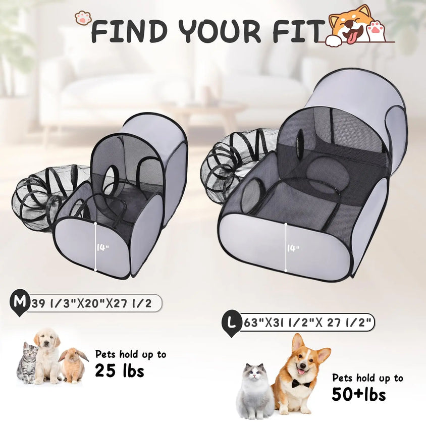 TailTastic 3-in-1 Cat Playpen – The Fun Tunnel & Play Space Cats Can't Resist - CatebyPets