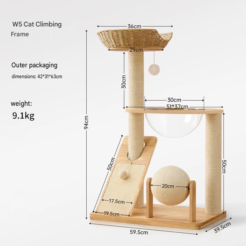 Solid Wood Cat Trees: Multiple Cat Tree Tower, Handmade Wood