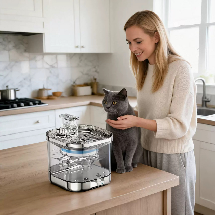 Wireless Cat Water Fountain Stainless Steel Pet Fountain Drinker - CatebyPets