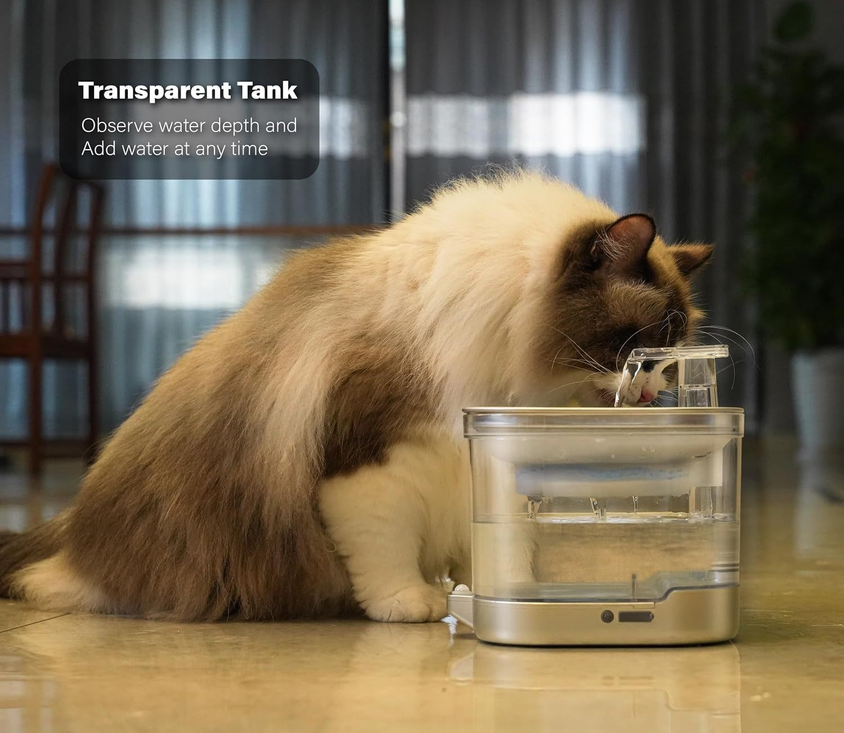 Wireless Cat Water Fountain Stainless Steel Pet Fountain Drinker - CatebyPets