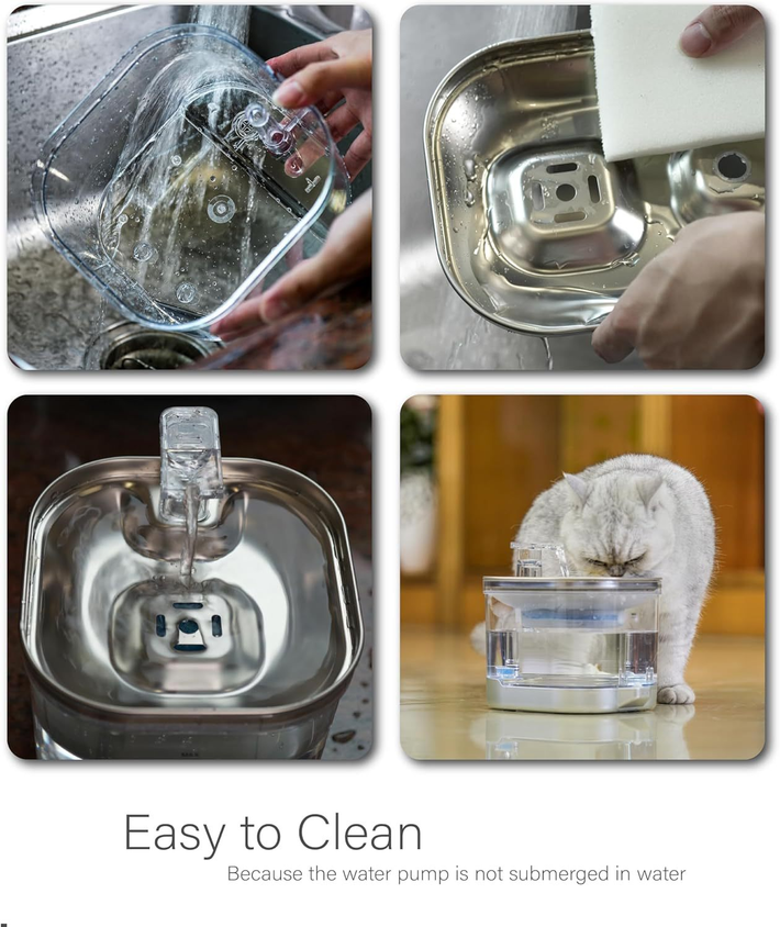 Wireless Cat Water Fountain Stainless Steel Pet Fountain Drinker - CatebyPets