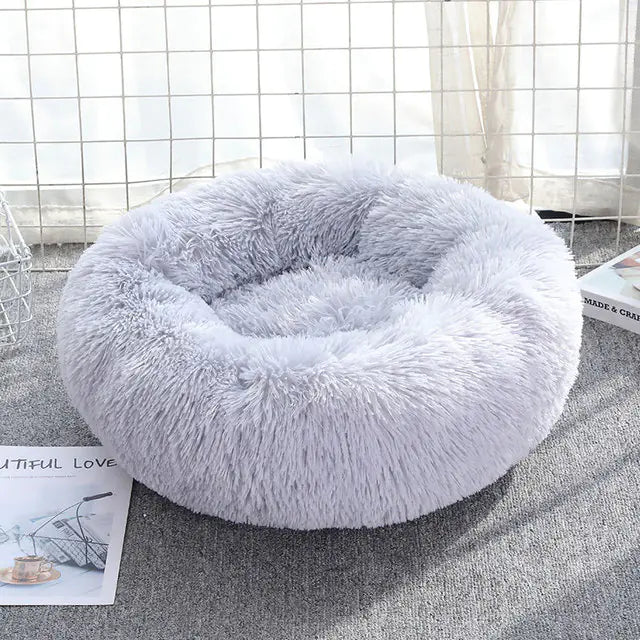 Pet Plush Bed Calming Basket,
 Calming Plush Pet Bed,
 Cozy Pet Basket Bed,
 Pet Plush Bed for Anxiety.