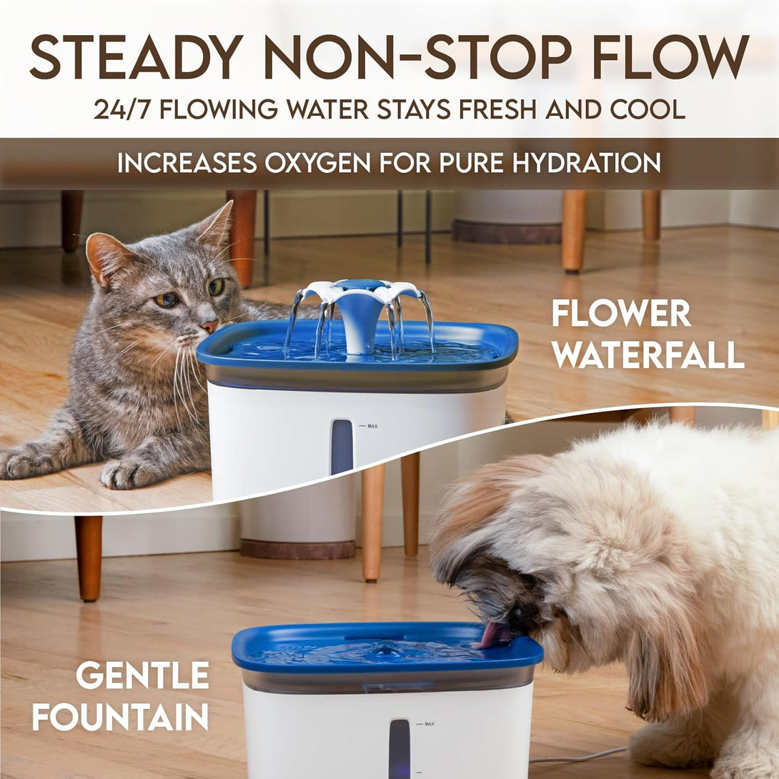 Pet Fountain, Automatic Water Fountain with Replacement Filters for Cats, Dogs, Multiple Pets (Blue, Plastic),
petition:
Automatic Pet Water Fountain,
Pet Fountain with Filter,
Multiple Pet Water Fountain